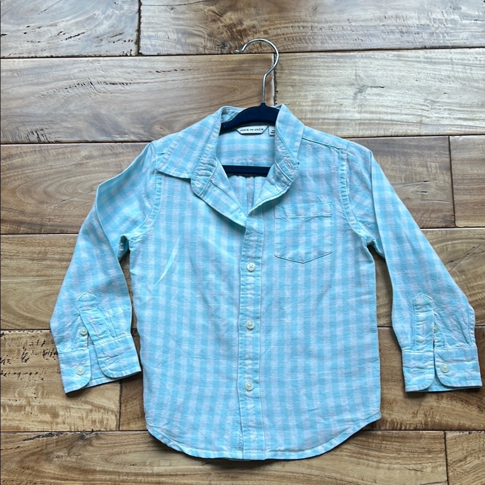 Janie and Jack Light Teal Gingham Shirt